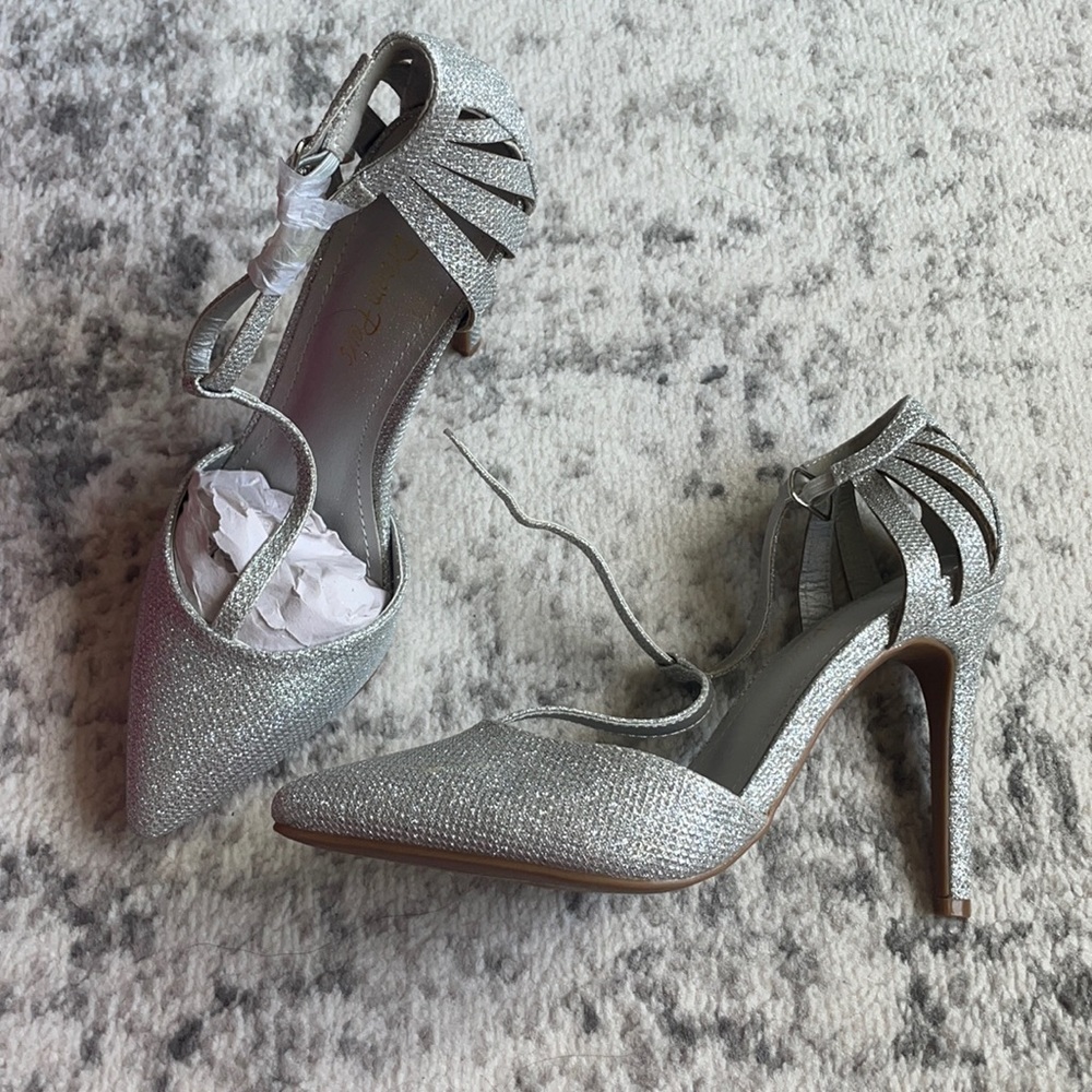 Silver metallic evening heels